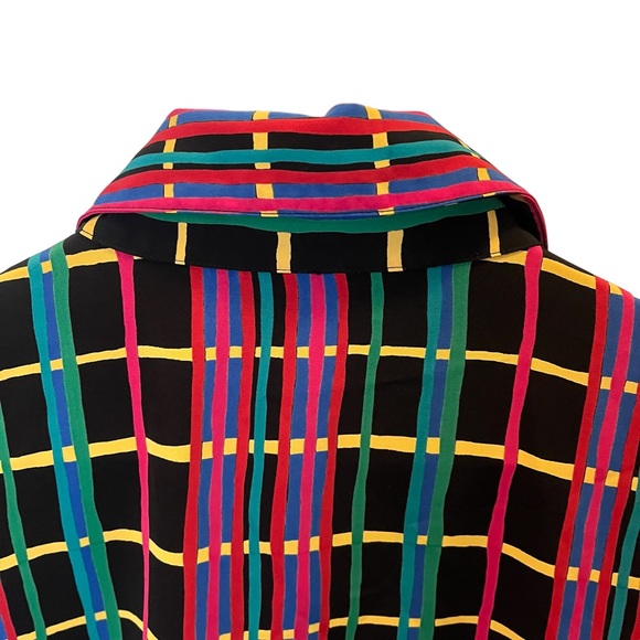 Vintage 90s multicolor plaid button down short sleeved shirt 40/20W - Picture 5 of 8